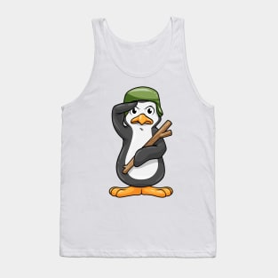 Penguin as soldier with helmet and military salute Tank Top
